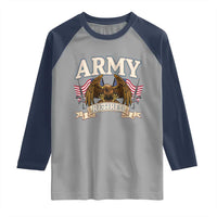 Retirement Army Veteran Raglan Shirt American Flag USA Patriotic - Wonder Print Shop