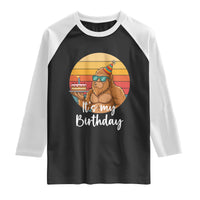 It Is My Birthday Raglan Shirt Funny Bigfoot Blowing Candle Birthday Cake