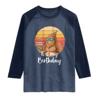 It Is My Birthday Raglan Shirt Funny Bigfoot Blowing Candle Birthday Cake