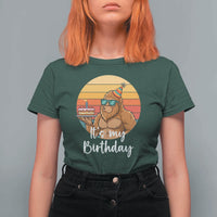 It Is My Birthday T Shirt For Women Funny Bigfoot Blowing Candle Birthday Cake
