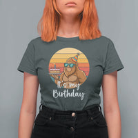 It Is My Birthday T Shirt For Women Funny Bigfoot Blowing Candle Birthday Cake