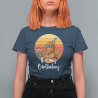 It Is My Birthday T Shirt For Women Funny Bigfoot Blowing Candle Birthday Cake