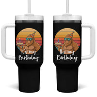 It Is My Birthday Tumbler With Handle Funny Bigfoot Blowing Candle Birthday Cake