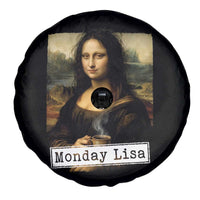 Monday Lisa Coffee Lover Spare Tire Cover Funny Mona Lisa Art Parody Graphic Tired Work