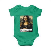 Monday Lisa Coffee Lover Baby Onesie Funny Mona Lisa Art Parody Graphic Tired Work