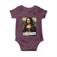 Monday Lisa Coffee Lover Baby Onesie Funny Mona Lisa Art Parody Graphic Tired Work