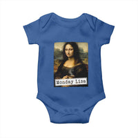 Monday Lisa Coffee Lover Baby Onesie Funny Mona Lisa Art Parody Graphic Tired Work
