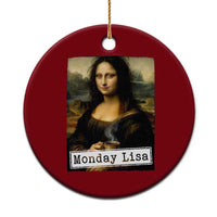 Monday Lisa Coffee Lover Ceramic Ornament Funny Mona Lisa Art Parody Graphic Tired Work