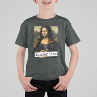 Monday Lisa Coffee Lover T Shirt For Kid Funny Mona Lisa Art Parody Graphic Tired Work