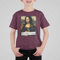 Monday Lisa Coffee Lover T Shirt For Kid Funny Mona Lisa Art Parody Graphic Tired Work