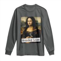 Monday Lisa Coffee Lover Long Sleeve Shirt Funny Mona Lisa Art Parody Graphic Tired Work