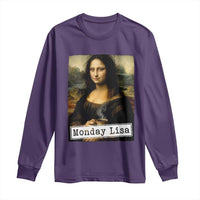 Monday Lisa Coffee Lover Long Sleeve Shirt Funny Mona Lisa Art Parody Graphic Tired Work