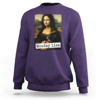 Monday Lisa Coffee Lover Sweatshirt Funny Mona Lisa Art Parody Graphic Tired Work