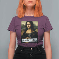 Monday Lisa Coffee Lover T Shirt For Women Funny Mona Lisa Art Parody Graphic Tired Work