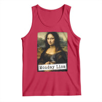 Monday Lisa Coffee Lover Tank Top Funny Mona Lisa Art Parody Graphic Tired Work