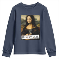 Monday Lisa Coffee Lover Youth Sweatshirt Funny Mona Lisa Art Parody Graphic Tired Work