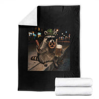 Funny Oktoberfest Raccoon Throw Blanket Cute Trash Panda Beer Festival Bavarian Gift