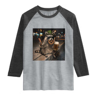 Funny Oktoberfest Raccoon Raglan Shirt Cute Trash Panda Beer Festival Bavarian Gift