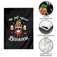 Funny Oktoberfest Sausage Dirndl German Beer Garden Flag On My Wurst Behavior