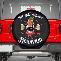 Funny Oktoberfest Sausage Dirndl German Beer Spare Tire Cover On My Wurst Behavior