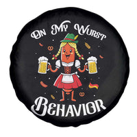 Funny Oktoberfest Sausage Dirndl German Beer Spare Tire Cover On My Wurst Behavior