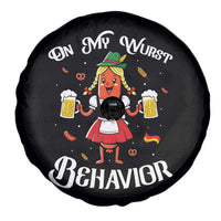 Funny Oktoberfest Sausage Dirndl German Beer Spare Tire Cover On My Wurst Behavior