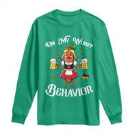 Funny Oktoberfest Sausage Dirndl German Beer Long Sleeve Shirt On My Wurst Behavior
