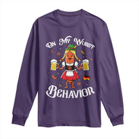 Funny Oktoberfest Sausage Dirndl German Beer Long Sleeve Shirt On My Wurst Behavior