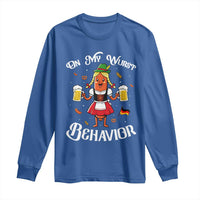 Funny Oktoberfest Sausage Dirndl German Beer Long Sleeve Shirt On My Wurst Behavior