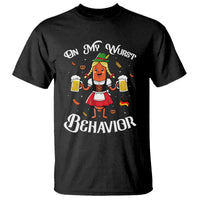Funny Oktoberfest Sausage Dirndl German Beer T Shirt On My Wurst Behavior