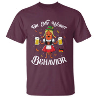 Funny Oktoberfest Sausage Dirndl German Beer T Shirt On My Wurst Behavior