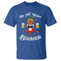 Funny Oktoberfest Sausage Dirndl German Beer T Shirt On My Wurst Behavior