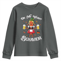 Funny Oktoberfest Sausage Dirndl German Beer Youth Sweatshirt On My Wurst Behavior