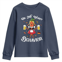 Funny Oktoberfest Sausage Dirndl German Beer Youth Sweatshirt On My Wurst Behavior