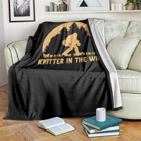 Knitting Bigfoot In The Wild Funny Gift Throw Blanket - Wonder Print Shop