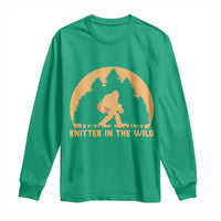 Knitting Bigfoot In The Wild Funny Gift Long Sleeve Shirt - Wonder Print Shop