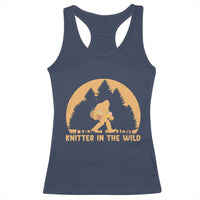 Knitting Bigfoot In The Wild Funny Gift Racerback Tank Top - Wonder Print Shop