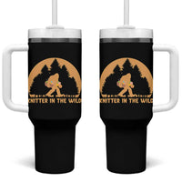 Knitting Bigfoot In The Wild Funny Gift Tumbler With Handle - Wonder Print Shop
