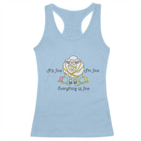Its Fine I am Fine Everything Is Fine Racerback Tank Top Funny Sheep Yarn Chaos - Wonder Print Shop