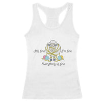 Its Fine I am Fine Everything Is Fine Racerback Tank Top Funny Sheep Yarn Chaos - Wonder Print Shop