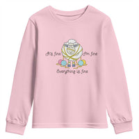 Its Fine I am Fine Everything Is Fine Youth Sweatshirt Funny Sheep Yarn Chaos - Wonder Print Shop