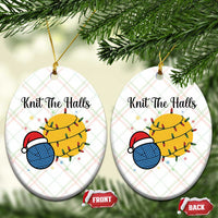 Knit The Halls Ceramic Ornament Funny Knitters Xmas Gift - Wonder Print Shop