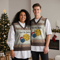 Knit The Halls V-Neck Knit Sweater Vest Funny Knitters Xmas Gift - Wonder Print Shop