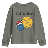Knit The Halls Youth Sweatshirt Funny Knitters Christmas Gift - Wonder Print Shop