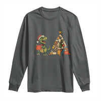 Christmas Dinosaur Knitting Long Sleeve Shirt Funny Yarn Tree Gift - Wonder Print Shop