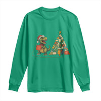 Christmas Dinosaur Knitting Long Sleeve Shirt Funny Yarn Tree Gift - Wonder Print Shop