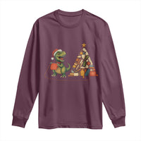 Christmas Dinosaur Knitting Long Sleeve Shirt Funny Yarn Tree Gift - Wonder Print Shop