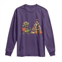 Christmas Dinosaur Knitting Long Sleeve Shirt Funny Yarn Tree Gift - Wonder Print Shop