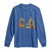 Christmas Dinosaur Knitting Long Sleeve Shirt Funny Yarn Tree Gift - Wonder Print Shop