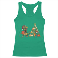 Christmas Dinosaur Knitting Racerback Tank Top Funny Yarn Tree Gift - Wonder Print Shop